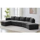 146.9" L-shaped Sofa Sectional Sofa Couch Pull-out Sofa Bed with a Movable Storage Ottoman, a Storage Chaise Lounge and Two USB Ports for Living Room, Grey