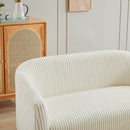 50.78'W Modern Loveseat Couch Sofa, Corduroy Fabric Upholstered 2-Seat Sofa, Wooden Nature Legs for Small Spaces Office Studio Apartment Bedroom, Ivory
