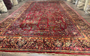 Persian Sarouk Rug 10x18, Palace Size Antique Persian Carpet, Wool, Red, Floral, Handmade Traditional Persian Rug, Extra Large Rug