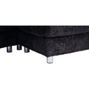 Modern Deep 3-Seat Sofa Couch with Ottoman, Polyester Sofa Sleeper Comfy Upholstered Furniture for Living Room, Apartment, Studio, Office,Dark Black