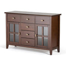 Pine Wood Sideboard Buffet Russet Brown Adjustable Shelves