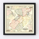 Vintage Map of Middlesex County, New Jersey 1861