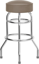 Bruno 2 Pack Chrome Bar Stools Beige Seats Swivel Set