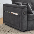 54" Pull-Out Sleeper Sofa Bed Double Seat Recliner Sofa Bed with Armrests with Storage and Side Pockets, Adjustable Backrest and Lumbar Pillow for Apartments, Living Rooms, etc. with USB Power Outlet