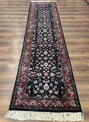 Pak Persian Runner Rug 2.8 x 10, Dark Blue, Floral Allover, Wool