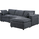Modular Sectional Sofa, Convertible Sofa Couch, Modular Sectionals with Ottomans, 4Seat Sofa Couch with Reversible Chaise for Living Room. Chenille Grey