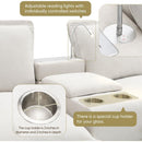 [VIDEO+NEW]109*57' Modern Sectional Cloud Sofa with Console,USB charger,Reading Light,Cup Holder,Wide Seat,4 Seat Chenille Modular Couch,Storable Indoor Funiture for Living Room,Apartment,2 Colors