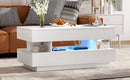 U-Can Lift-Top Coffee Table with 2 Drawers, Modern Coffee Table with Adequate Hidden Compartment, Multi-Functional Lift-Top Coffee Table with High-Gloss Finish for Living Room