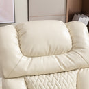 Home Theater Recliner with 270 Degree Swivel, PU Leather, Power Recliner with Tray Table, Phone Holder, Cup Holder, USB Port, White