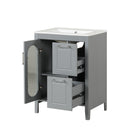 24' Bathroom Vanity with Sink, Bathroom Vanity Cabinet with Two Drawers and Door, Adjustable Shelf, Solid Wood and MDF, Grey (Old Sku:WF309411AAE)