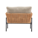 Beige and Light Wood-Tone Rope Iron Lounge Chair with Cushions for Natural and Modern Spaces