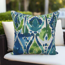Blue Green Ikat - Luxury Outdoor Pillow by SmithHönig