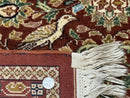 Tree of Life Indian Kashmiri Rug 6x9, Rust Red and Cream, Animal Pictorials, Fine 290 KPSI