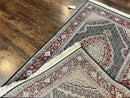 Sino Persian Rug 4x6, Wool with Silk Highlights, Fine Hand Knotted Carpet, Green & Maroon Red, Herati Medallion, Vintage Rug