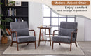 Mid-Century Modern Accent Chair, Arm Chair Living Room Chairs with Pillow Upholstered Reading Chair with Solid Wood Frame &  Living Room Bedroom Balcony (Antique Dark Grey)