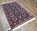 Antique Persian Sarouk, Wool, Hand-Knotted, Blue & Red, 3'1" x 5'3"