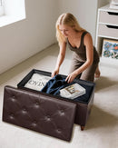 Thirty Inch Durable Storage Ottoman Bench Chest Brown