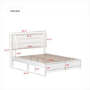Queen Size PU Upholstered Bed, Headboard with LED Light Strips and Sparkling Shiny Decoration, No Box Spring Required, White