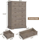 Black 51In Farmhouse Dresser Storage Organization Drawers