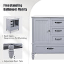 30' Bathroom Vanity with Sink, Bathroom Cabinet with A Door, Three Drawers, Solid Wood Legs & MDF Board, Adiustable Foot Pads, Grey (Other Color: N725P195409K)