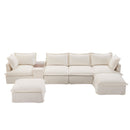 [VIDEO+NEW]131'' Modular Sectional Sofa with Movable Ottoman and Console,Cup Holder,Wide Seat,6 Seat U Shaped Couch,Oversized Chenille Sofa with USB Charger for Living Room,Apartment,2 Colors