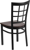Black Window Back Metal Dining Chair With Walnut Wood Seat
