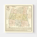 Vintage Map of Laurens County, South Carolina 1883
