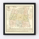 Vintage Map of Laurens County, South Carolina 1883