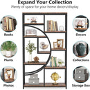 Industrial 5 Tier Etagere Bookcase Brown Rustic Finish