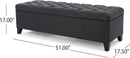 Dark Grey Tufted Fabric Storage Ottoman 17.5 In Depth