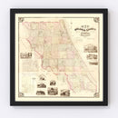 Vintage Map of Volusia County, Florida 1879