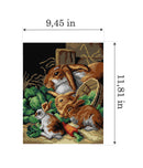 Gobelin canvas for halfstitch without yarn after Alfred Richardson Barber - A Rabbit Family with Carrots and Cabbages 3215H