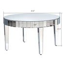 Dazzling Sliver Round Coffee Table with Starburst Mirror Mosaic Design, Glass Top for Living Room, Luxury Sofa Center Table, Modern Home Decor (31.5'' W * 31.5'' D * 18''H)