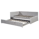 Full Size Upholstered L-Shaped Upholstered Daybed with Twin
Size Pop Up Trundle and USB ports, Gray