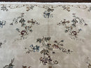 Chinese 120 Line Rug 8x10, Chinese Aubusson Wool & Silk Highlights Handmade Vintage Carpet, Beige Fine Weave Rug, Floral European Design
