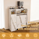 Multifunctional Folding Dining Table with Wall-Mounted Sideboard & Storage, White MDF, Space-Saving Design
