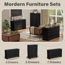 Seven Drawer Dresser For Bedroom Black Finish Storage