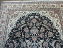 4' X 7' Vintage Handmade India Wool Silk Accent Rug Hand Knotted Black Organic
