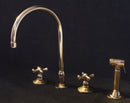 Unlacquered Brass Gooseneck Deck Mounted Kitchen Faucet