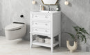 24' Bathroom Vanity With Sink, Bathroom Storage Cabinet with Drawer and Open Shelf, Solid Wood Frame, White (Old Sku:SY999991AAK)