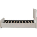 Twin Size Upholstered Platform Bed Velvet Upholstered Bed, Beige