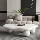 47 Inch Cloud Shaped Coffee Table with 3 Ball Legs for Living Room, Cream White
