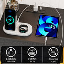 2 Pack Modern Nightstand with Charging Station, Bedside Tables with LED Light and Fabric Drawers