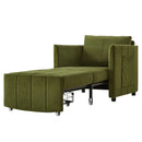 Upholstered Convertible Sleeper Sofa with Adjustable Backrest, Side Pockets, Storage Basket, Green Chenille, 31.5'