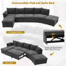 146.9" L-shaped Sofa Sectional Sofa Couch Pull-out Sofa Bed with a Movable Storage Ottoman, a Storage Chaise Lounge and Two USB Ports for Living Room, Grey