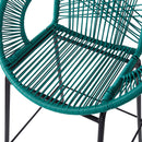 Ferrara Outdoor Patio Teal Faux Wicker Barstool Set, Durable PE Material, Ergonomic Design, Teal Wicker with Black Frame