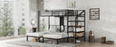 Twin over Twin & Twin Bunk Beds for 3, Twin XL over Twin & Twin Bunk Bed Metal Triple Bunk Bed with Desk & Shelves, Space Saving/Noise Reduction, Black