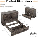 Black Oak Murphy Bed Cabinet With USB Charging Station Queen Size