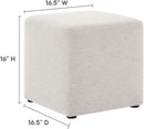 Callum 17 Inch Ivory Square Hand crafted Textured Woven Ottoman