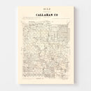 Vintage Map of Callahan County, Texas 1880